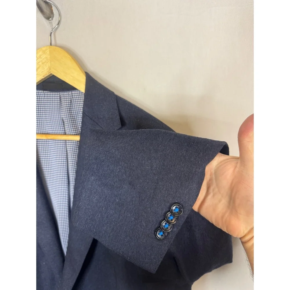 Paul Betenly Amicale Silk Cashmere Blazer Navy Blue Sport Coat Mens 42R